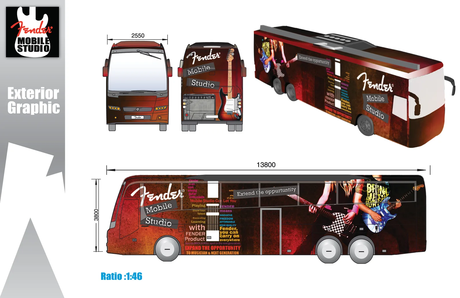 Fender Mobile studio proposal: Bus graphic