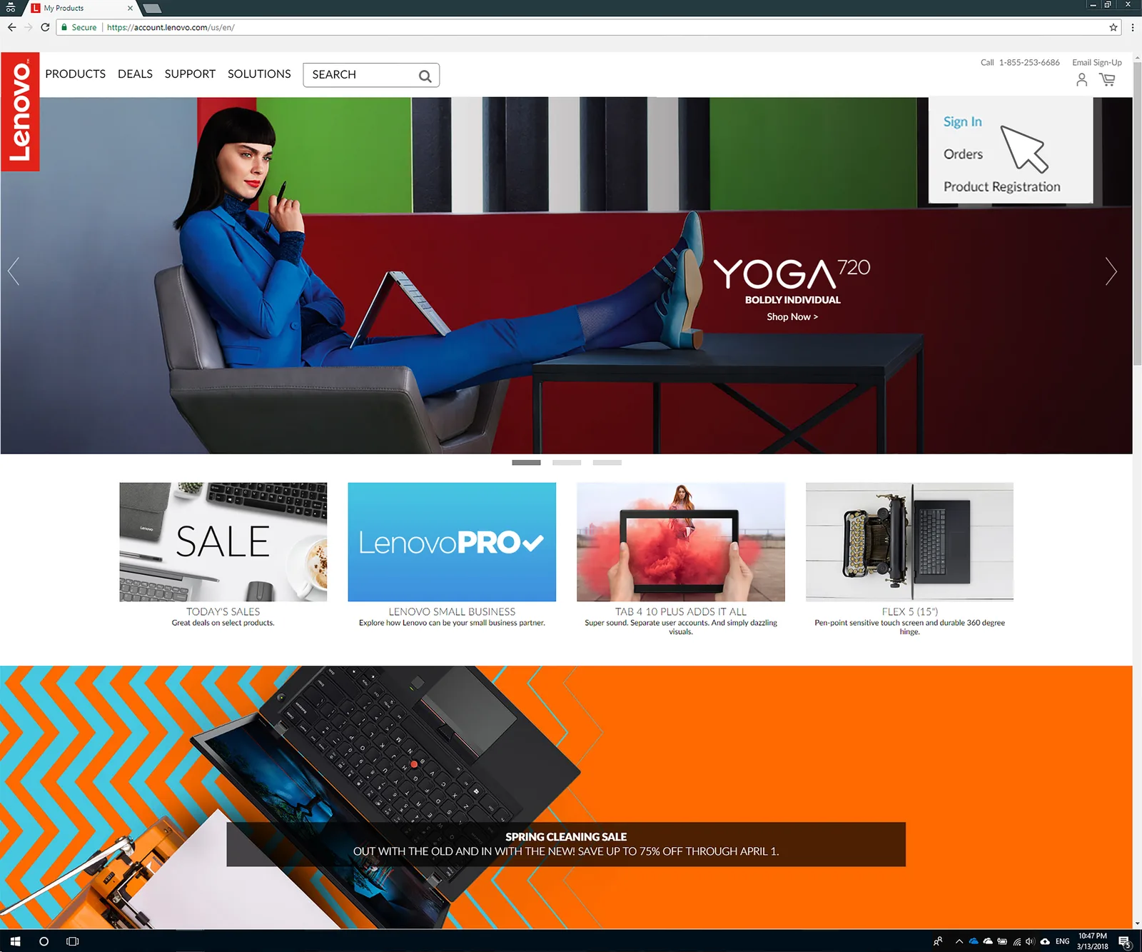 Lenovo ID single sign on: User click sign from Lenovo site