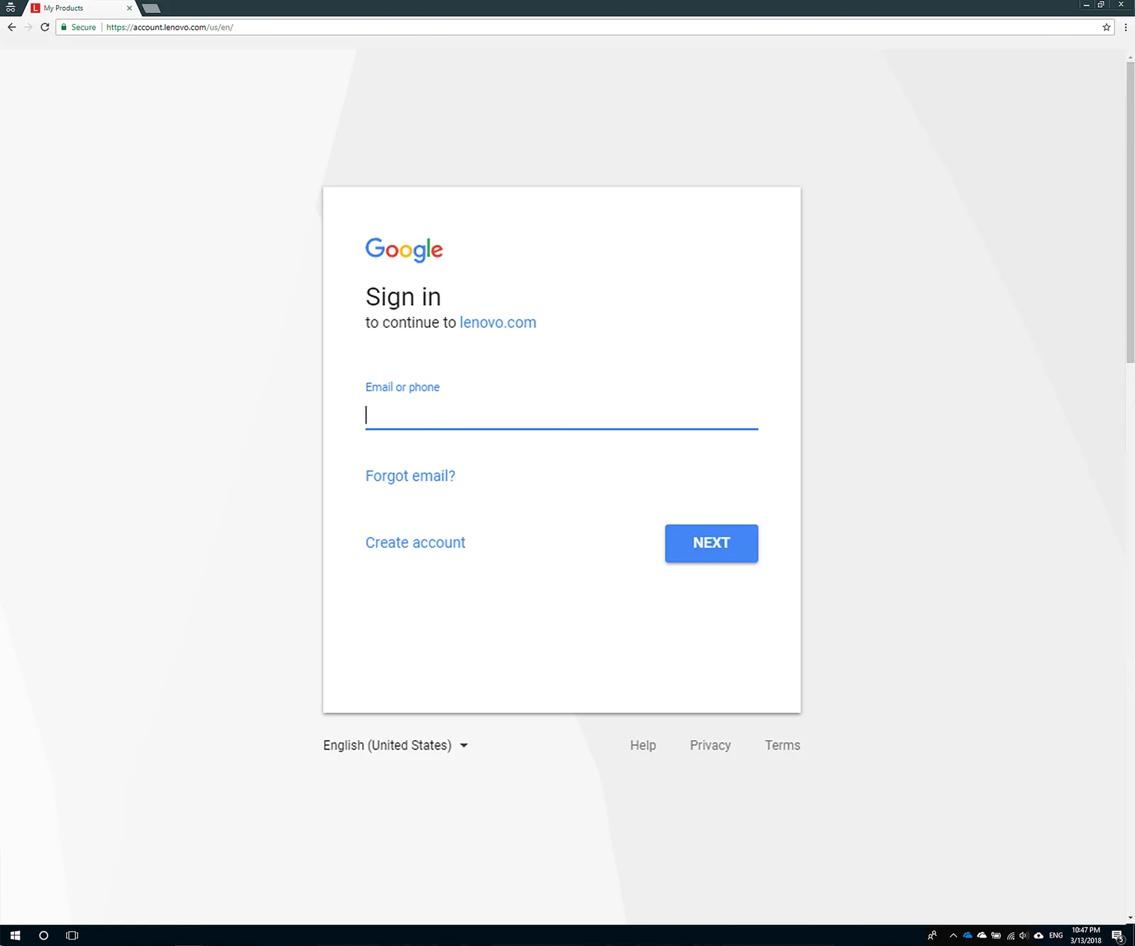 Lenovo ID single sign on: If the user chooses social media, Lenovo will direct them to social media page to login