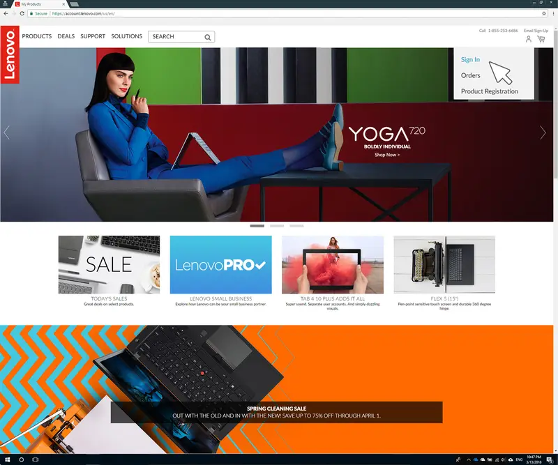Lenovo ID single sign on: User click sign from Lenovo site