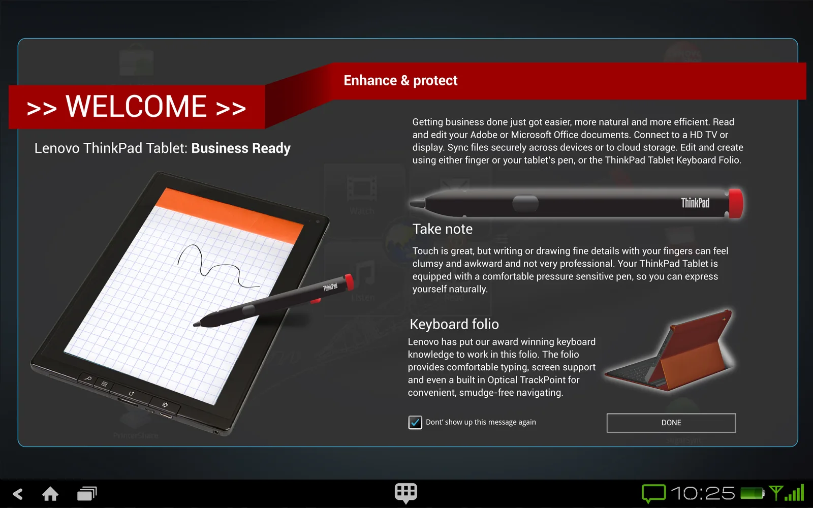 ThinkPad Tablet Android UI Design: Out of box experience